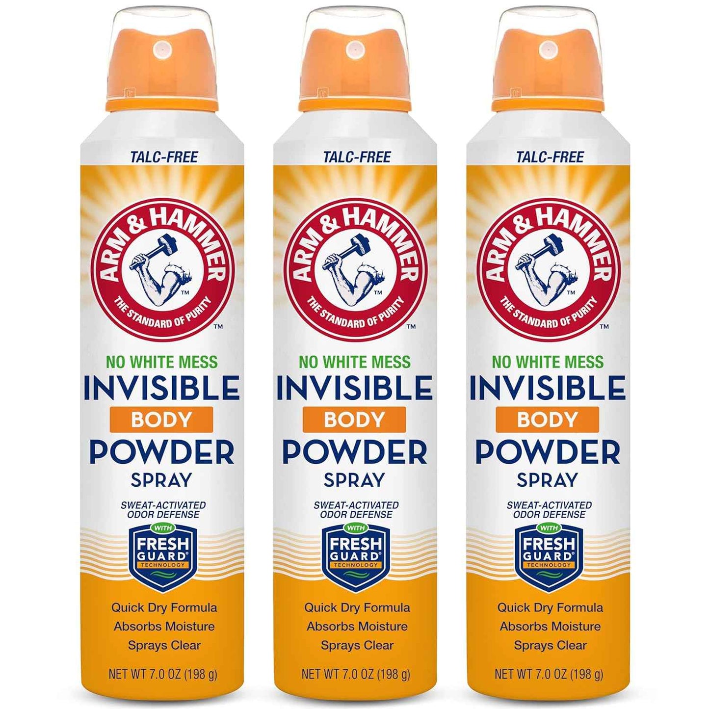 Arm & Hammer Invisible Body Powder Spray, Clear Talc-Free Body Odor & Sweat Control For Men & Women, Spray Body Powder For Women And Men, Arm And Hammer Body Spray Powder, 7 Oz