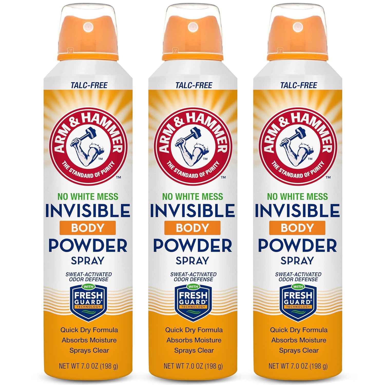 Arm & Hammer Invisible Body Powder Spray, Clear Talc-Free Body Odor & Sweat Control For Men & Women, Spray Body Powder For Women And Men, Arm And Hammer Body Spray Powder, 7 Oz