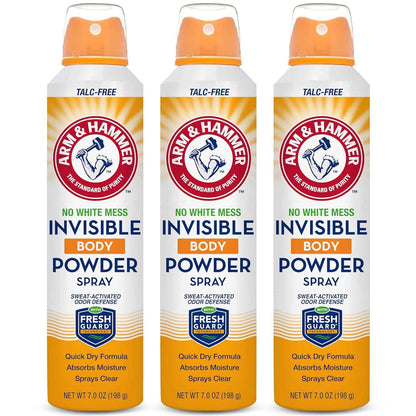 Arm & Hammer Invisible Body Powder Spray, Clear Talc-Free Body Odor & Sweat Control For Men & Women, Spray Body Powder For Women And Men, Arm And Hammer Body Spray Powder, 7 Oz