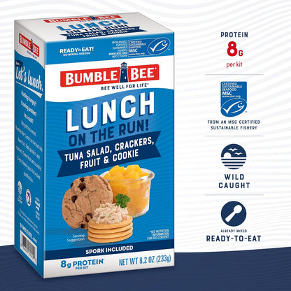 Bumble_Bee_Lunch_On_The_Run_Tuna_Salad_with_Crackers_Kit,_8.2_oz_(Pack_of_4)_-_Ready_to_Eat,_Includes_Crackers,_Cookie_&_Peaches_-_Wild_Caught_Tuna_-_Shelf_Stable_&_Convenient_Source_of_Protein