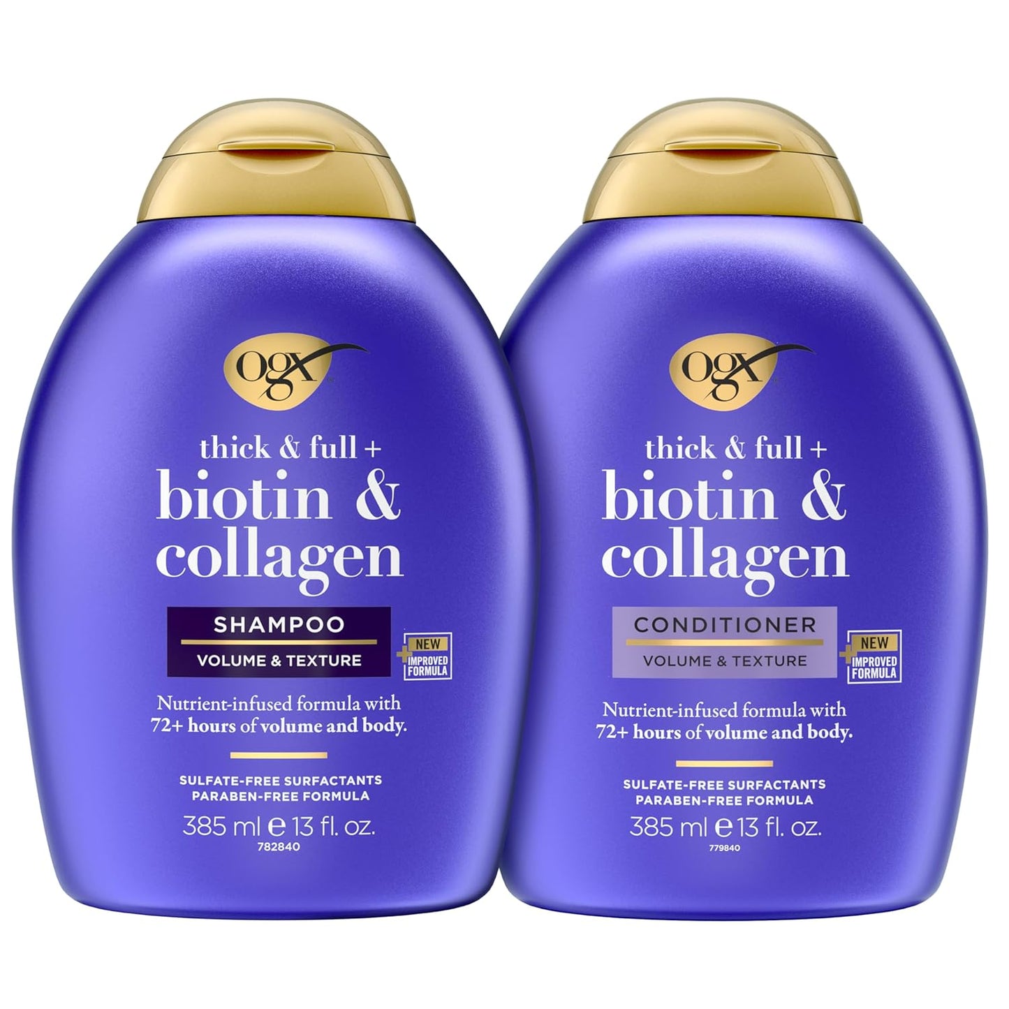 OGX_Thick_&_Full_+_Biotin_and_Collagen_for_Hair_Volume_&_Body,_Sulfate_Free_Volumizing_Shampoo_&_Conditioner_Set_for_Fine_&_Thinning_Hair,_Nutrient-Infused,_Vitamin_B7,_13_fl_oz,_2_Pack