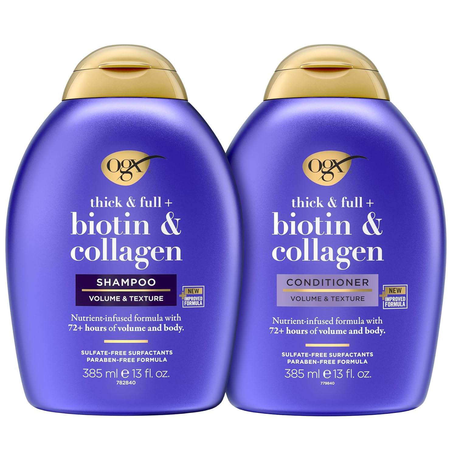OGX_Thick_&_Full_+_Biotin_and_Collagen_for_Hair_Volume_&_Body,_Sulfate_Free_Volumizing_Shampoo_&_Conditioner_Set_for_Fine_&_Thinning_Hair,_Nutrient-Infused,_Vitamin_B7,_13_fl_oz,_2_Pack