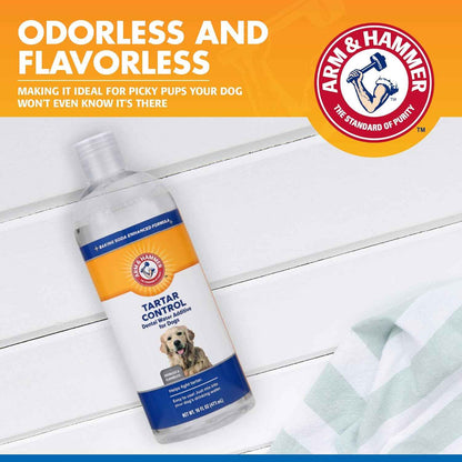 Arm & Hammer Clinical Care Dental Rinse for Adult Dogs, Odorless Flavorless Water Additive for Daily Plaque, Tartar, and Bad Breath Control, Baking Soda Enhanced Formula, 16 Fl Oz