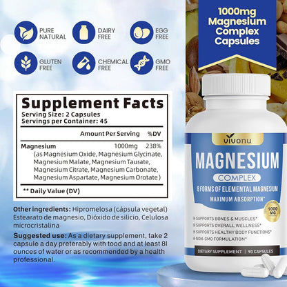 1000mg_Magnesium_Complex_for_Women_&_Men*,_8_Elemental_with_Magnesium_Glycinate,_Citrate,_Malate,_Taurate,_Oxide,_Carbonate,_Aspartate,_Orotate_for_Bones,_Muscle,_Recovery,_Energy,_Vegan,_90_Capsules