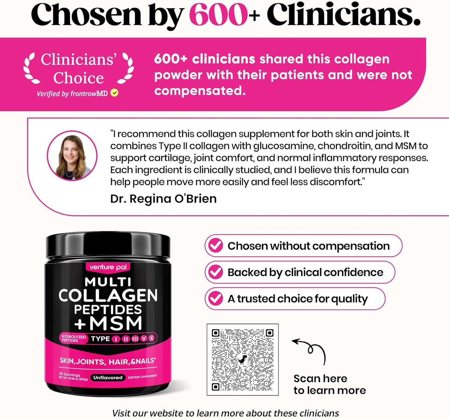 Venture_Pal_Multi_Collagen_Powder_Type_I,_II,_III,_V,_X_–_Hydrolyzed_Collagen_Peptides_MSM,_GC,_Hyaluronic_Acid_Vitamin_C_|_Collagen_Supplement_for_Women_|_Joint,_Hair,_Skin_&_Nail_Support_|_Non-GMO