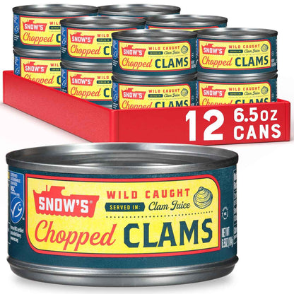 Snow's Ocean Chopped Clams Canned, Can - 7g Protein per Serving - Gluten Free, No MSG, 99% Fat Free - Great for Pasta & Seafood Recipes
