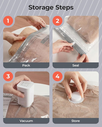 BAGSMART_Vacuum_Bags_for_Travel_with_Rechargeable_Air_Pump,_Portable_Space_Saver_Bags_for_Travel_&_Home,_Vacuum_Compression_Seal_Bag_for_Clothing,_18_Pack_Gray_with_Shoe,_Laundry_&_Toiletry_Bags