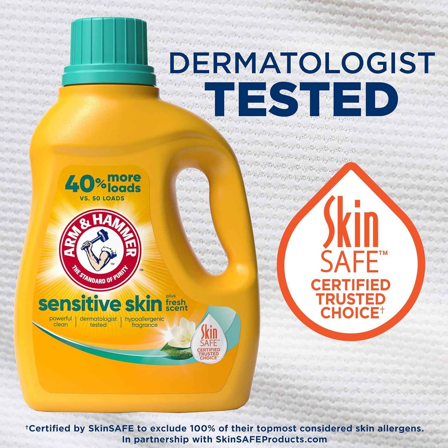 ARM & HAMMER Sensitive Skin Liquid Laundry Detergent, Fresh Scent