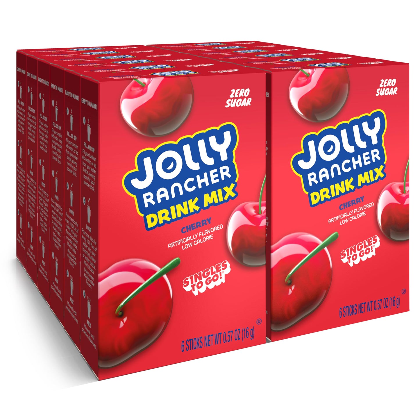 Jolly Rancher Singles To Go Drink Mix - Chery Flavored Powder Packets - 12 Boxes with 6 Packets in Each Box - 72 Total Servings - 72 Count - Enjoy Anywhere and Anytime with Friends and Family
