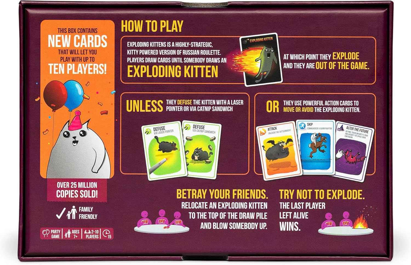 Exploding Kittens Party Pack - 2-10 Players - Ages 7+ - 15 Minutes to Play - Party & Family Card Game for Kids & Adults