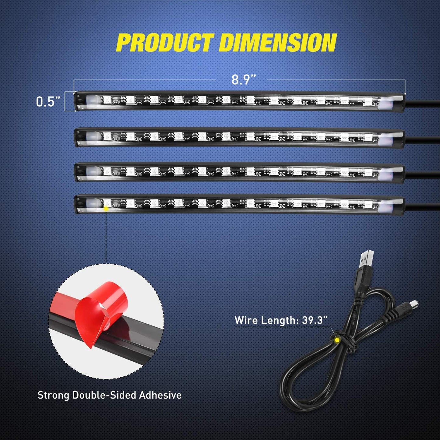 Nilight_48_LEDs_DC_5V_Multicolor_Music_Car_Strip_Light_Under_Dash_Lighting_Kit_with_Sound_Active_Function_and_Wireless_Remote_Control,_2_Years_Warranty,_4PCS_USB_Interior_Lights