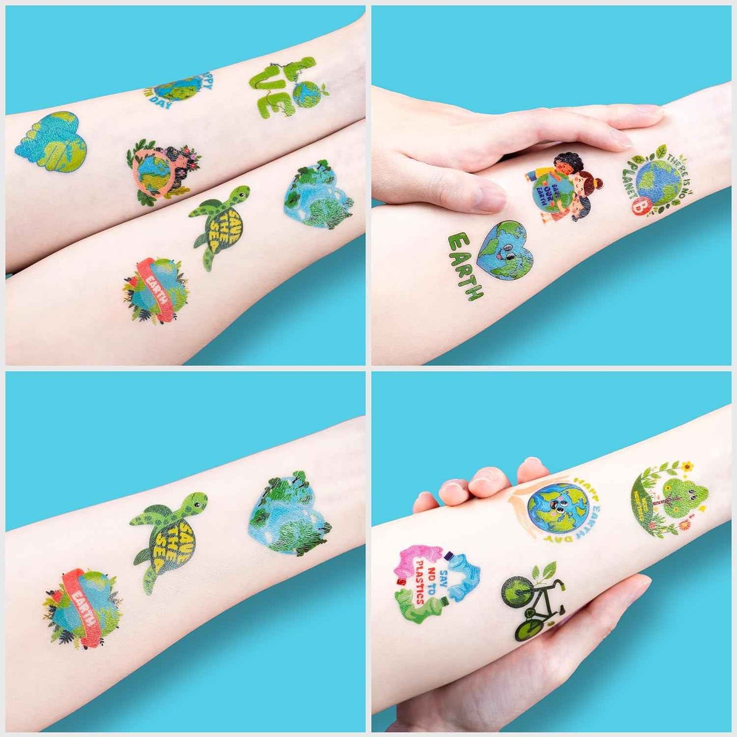 120 PCS Earth Day Environment Pre-Cut Temporary Tattoos for Kids | Super Cute Themed Birthday Party Favors, Supplies, Decorations, Fake Tattoo Stickers, School Rewards Prizes & Gifts Boys & Girls