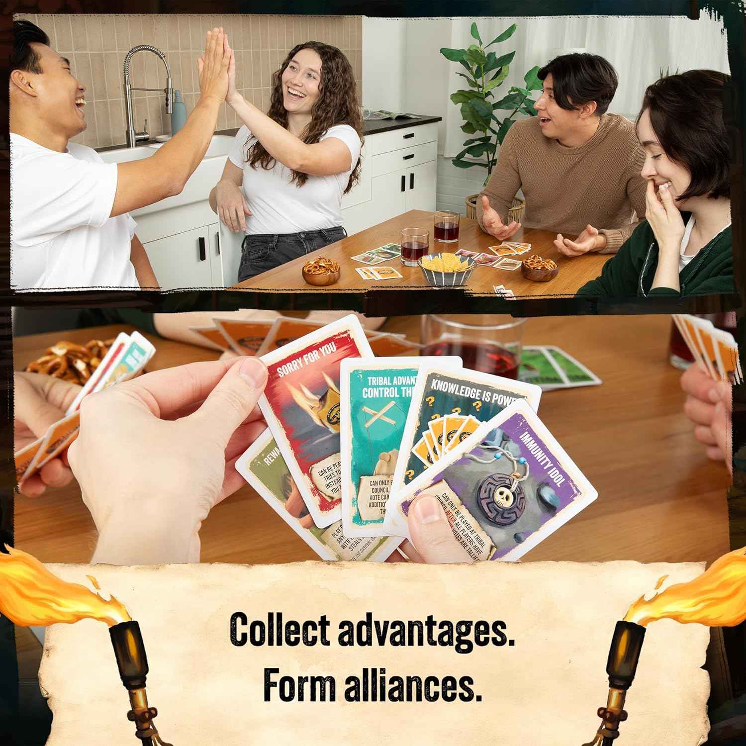 Exploding Kittens Survivor: 3-6 Players - Ages 8+ - 30 Minutes to Play - Official Card Game for Survivor Fans - Family Game Night, Card Game