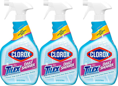 Clorox Plus Tilex Daily Shower Cleaner, 32 Fluid Ounce Spray Bottle, Pack of 3