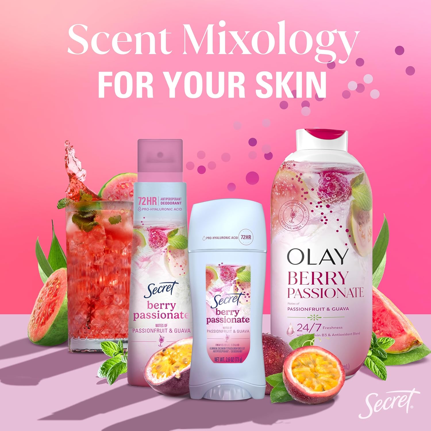 Secret_Fresh_Antiperspirant_Deodorant_for_Women,_72hr_Freshness_on_the_Rocks_with_Pro-Hyaluronic_Acid,_Miami_Mocktail_Edition,_Invisible_Solid,_Berry_Passionate_with_Passionfruit_&_Guava_Scent,_2.6_oz