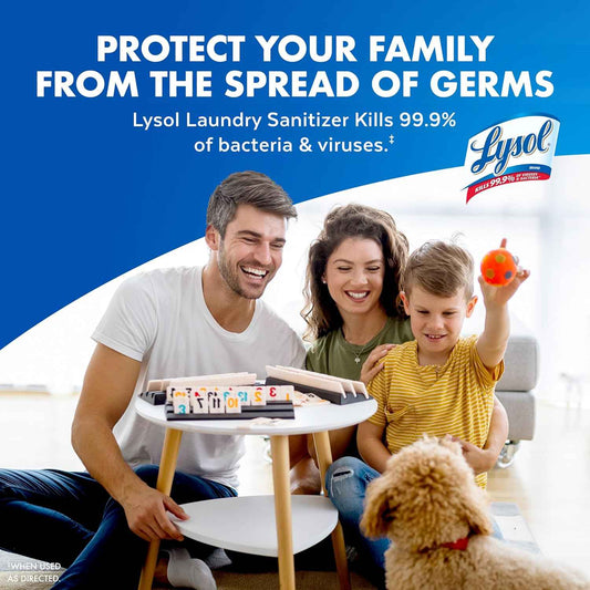 Lysol Laundry Sanitizer Additive, Free & Clear, Free from Fragrance and Dyes, 0% Bleach Laundry Sanitizer, Bacteria-causing Laundry Odor Eliminator, Unscented, 90 Fl Oz
