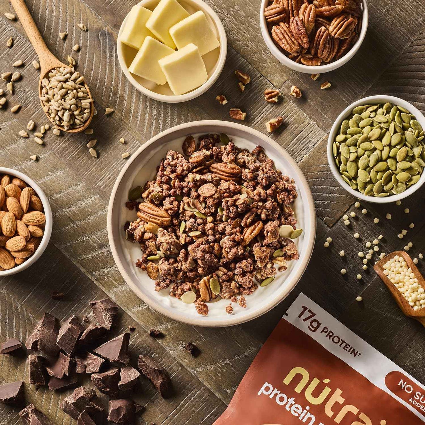 NuTrail 17g Protein Nut Granola Cereal, Variety Pack, No Sugar Added, Keto, Low Carb, Gluten Free, Grain Free, Healthy Breakfast 8 oz. 3 Count