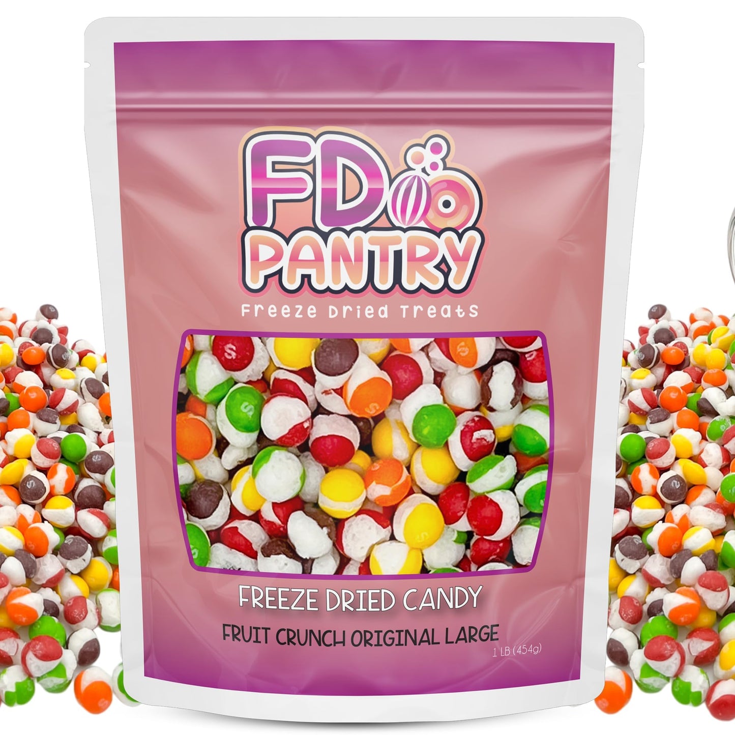 Fruit Crunch Original Freeze Dried Candy 1lb - Assortment of Strawberry, Orange, Lemon, Grape,and Lime Candy Freeze Dried Flavors, Freeze Dried Candies Large 16 oz 1 pount bag - Ideal Gift Snack 16oz