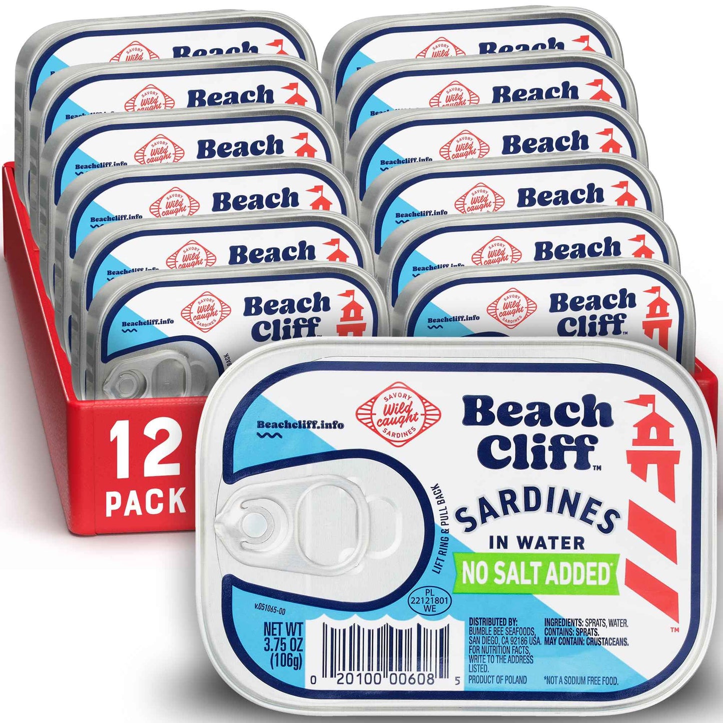 Beach Cliff Wild Caught Sardines, 3.75 oz Can - 13g Protein per Serving - Gluten Free, Keto Friendly - Great for Pasta & Seafood Recipes
