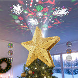 DG-Direct Christmas Tree Topper Lighted Star [Silver],3D Hollow Sparkling Star Christmas Tree Topper with Rotating Magic Cool White Snowflake Projector for Christmas Tree Ornament (Silver)