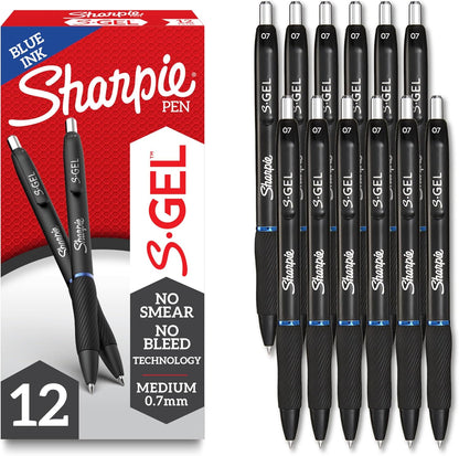 Sharpie_S-Gel_Pens,_Medium_Point_(0.7mm),_Blue_Ink,_12_Count_-_Ideal_for_Writing,_Journaling,_Drawing,_Coloring,_Note-Taking,_College_Supplies