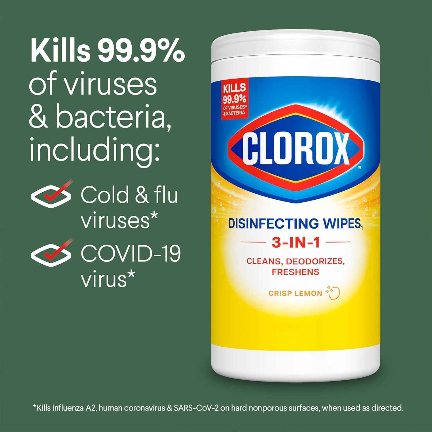 Clorox Disinfecting Cleaning Wipes for Spring Cleaning & Allergy Season, Bleach Free, Fresh Scent and Crisp Lemon, 75 Count Each