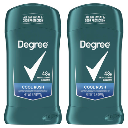 Degree Men Original Antiperspirant Deodorant Cool Rush Twin Pack 48-Hour Sweat &amp;amp; Odor Protection Antiperspirant For Men 2.7 oz