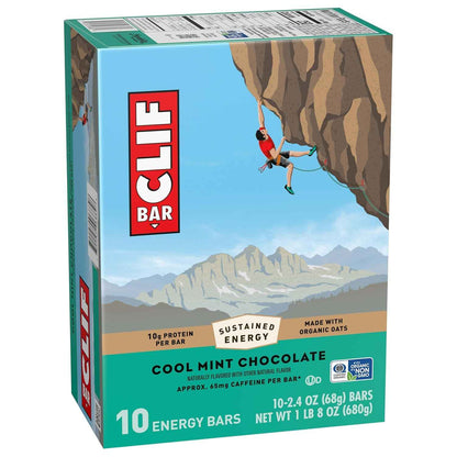 CLIF BAR - Energy Protein Bars - Cool Mint Chocolate with Caffeine - Made with Organic Oats - Energy Bars - Non-GMO