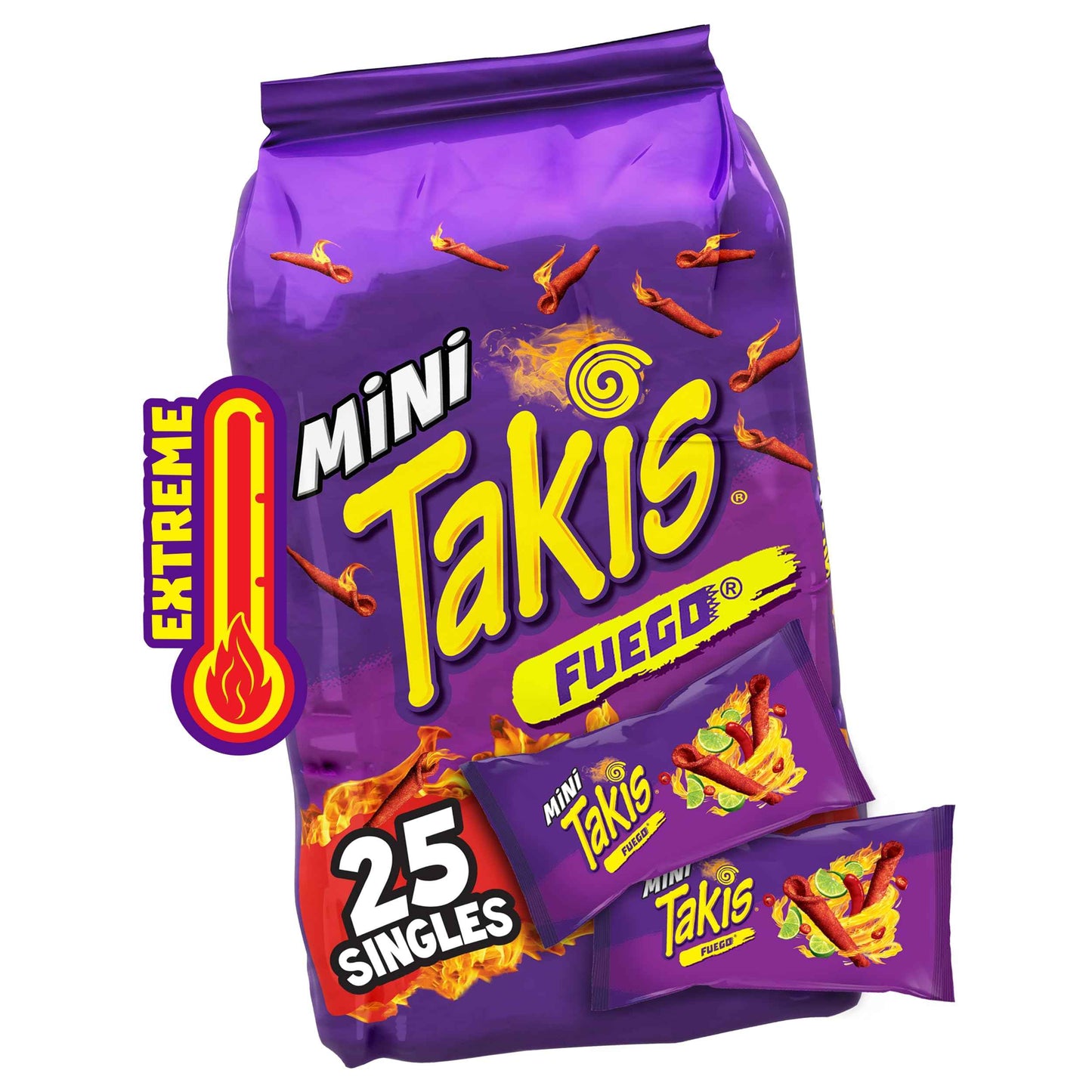 Takis Mini 25 pc / 1.23 oz Bite Size Variety Pack, Flavored Mixed Rolled Tortilla Chips