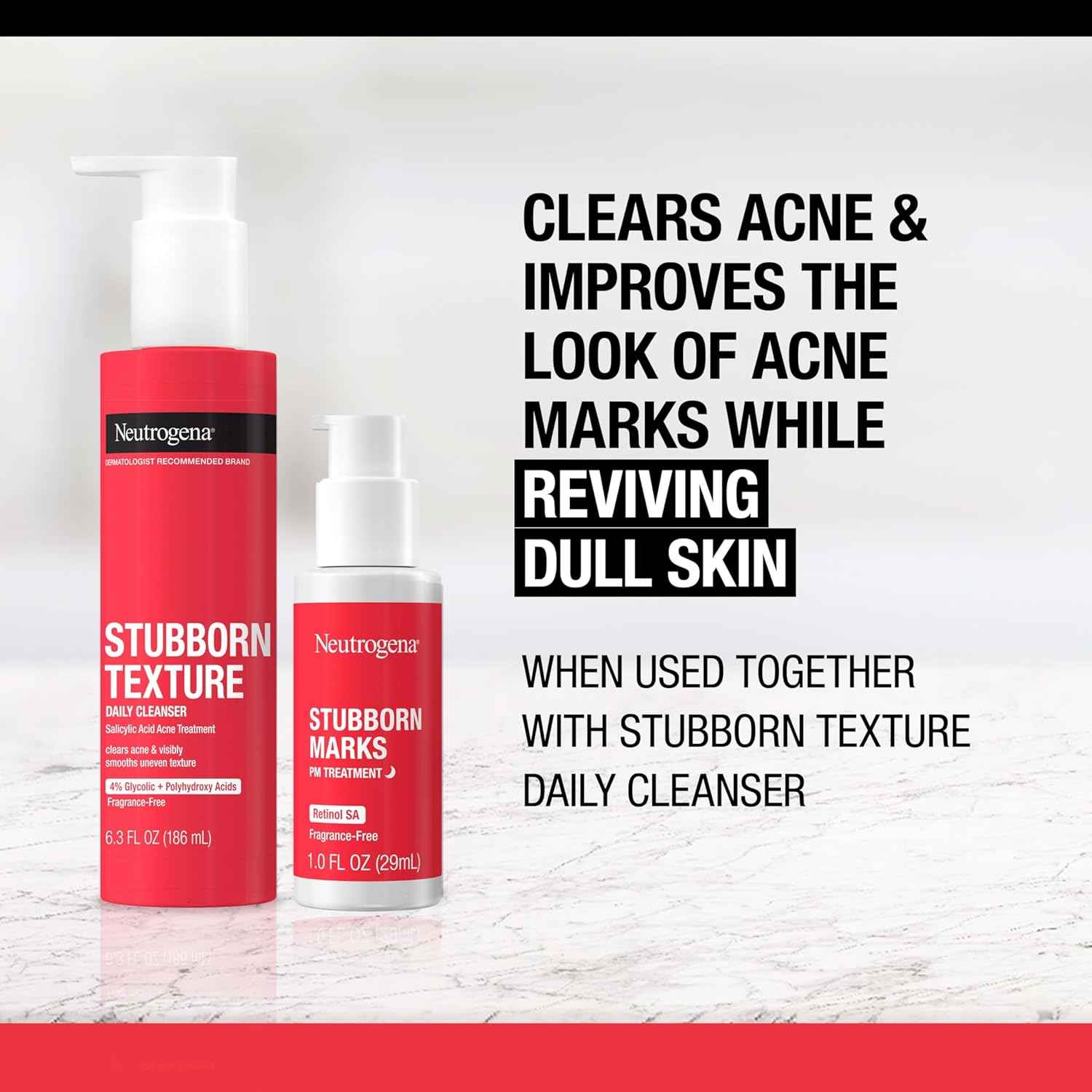 Neutrogena Retinol SA, Stubborn Marks PM Treatment, Face-Exfoliating Treatment to Help Reverse the Look of Post-Acne Marks & Uneven Skin Tone, Non-Comedogenic, PM Treatment, unscented, 1.0 Fl Oz