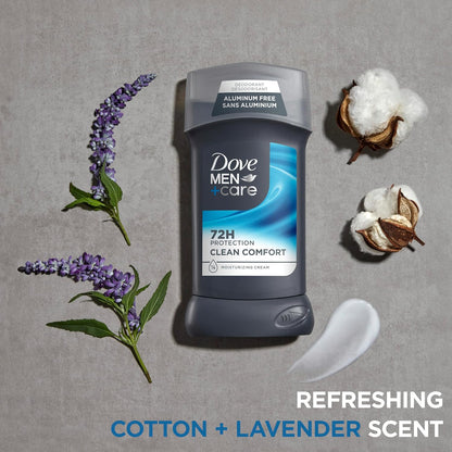 DOVE_MEN_+_CARE_Deodorant_Stick_for_Men_Clean_Comfort_4_Count_Aluminum_Free_72-Hour_Odor_Protection_Mens_Deodorant_with_1/4_Moisturizing_Cream_3_oz_(Pack_of_4)