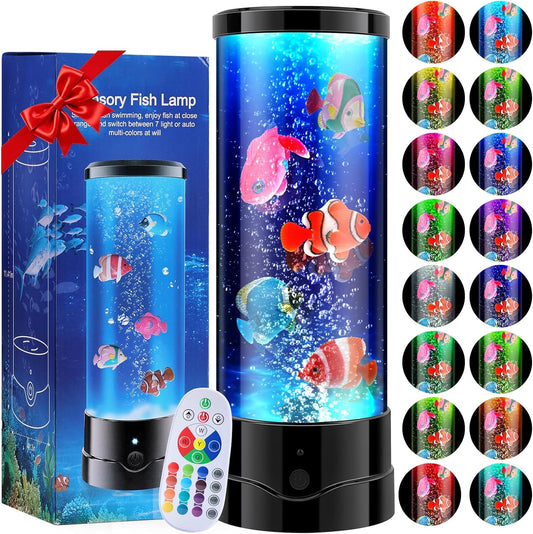 ONXE_LED_Aquarium_Bubble_Fish_Tank_Table_Lamp,_Birthday_Christmas_Gifts_for_Adults_Kids_Teens,_Relaxing_16_Color_Remote_Fake_Fish_Sensory_Night_Light_for_Kids'_Room_Bedroom_Home_Decor,_Stress_Relief