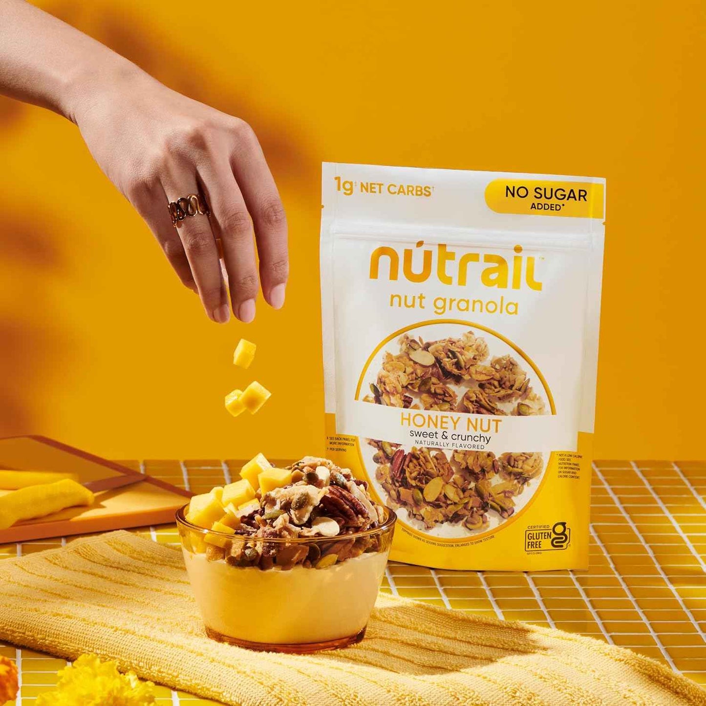 NuTrail Nut Granola Cereal, Honey Nut, No Sugar Added, Keto, Low Carb, Gluten Free, Grain Free, Healthy Breakfast 8 oz.