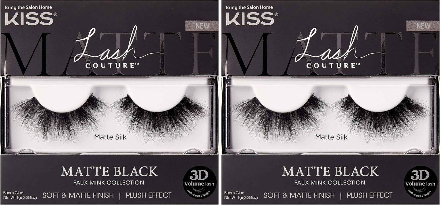 KISS Matte Black, False Eyelashes, 16mm, Includes 1 Pair Of Lash, Easy to Apply, Reusable Lash Clusters