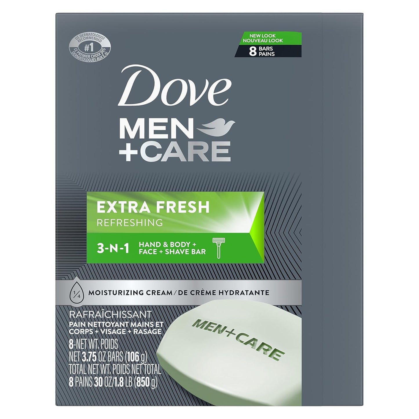 DOVE_MEN_+_CARE_3_in_1_Bar_Cleanser_for_Body,_Face,_and_Shaving_Extra_Fresh_Body_and_Facial_Cleanser_More_Moisturizing_Than_Bar_Soap_to_Clean_and_Hydrate_Skin_3.75_Ounce_(Pack_of_8)