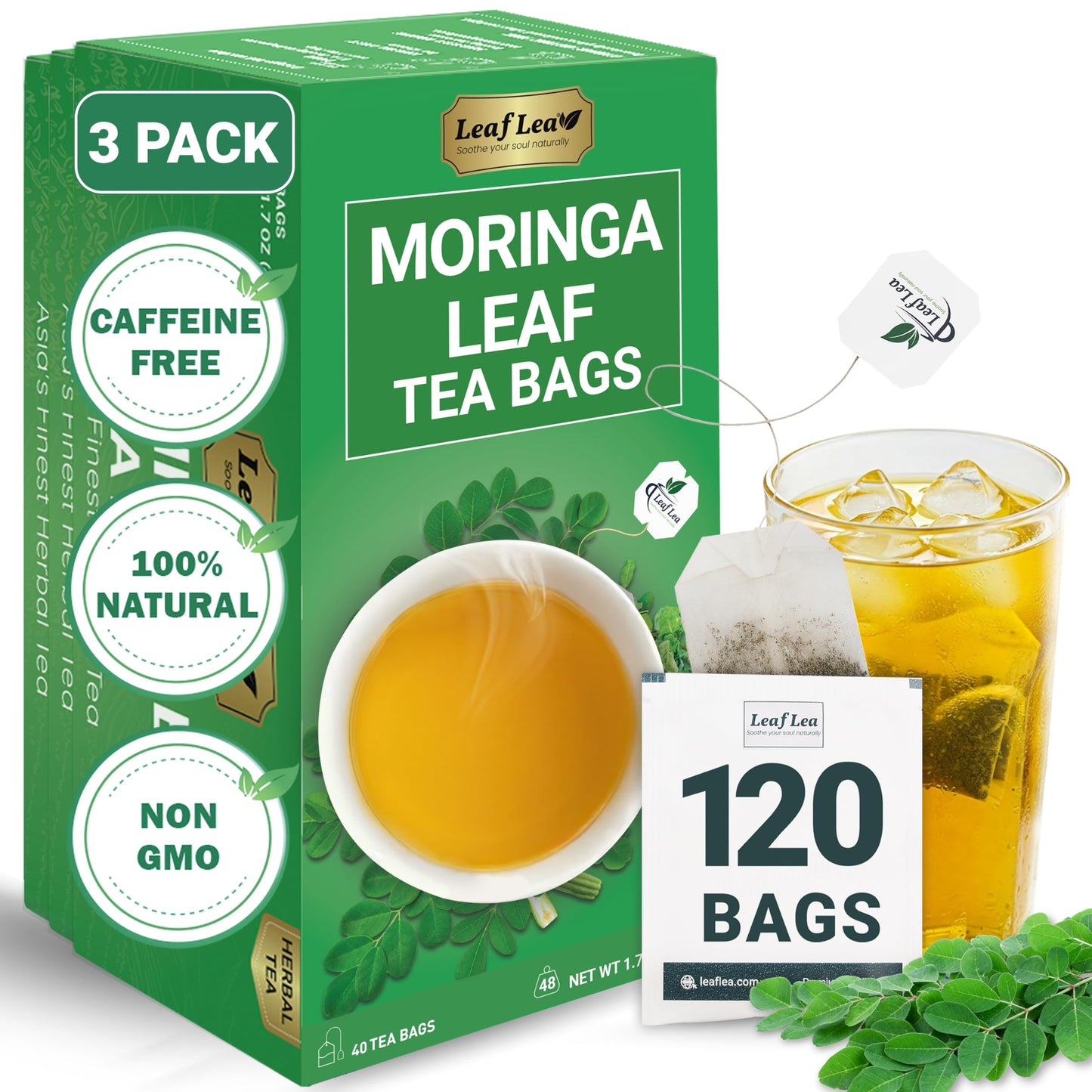 Moringa Leaf Tea - 120 Tea Bags (Pack of 3)