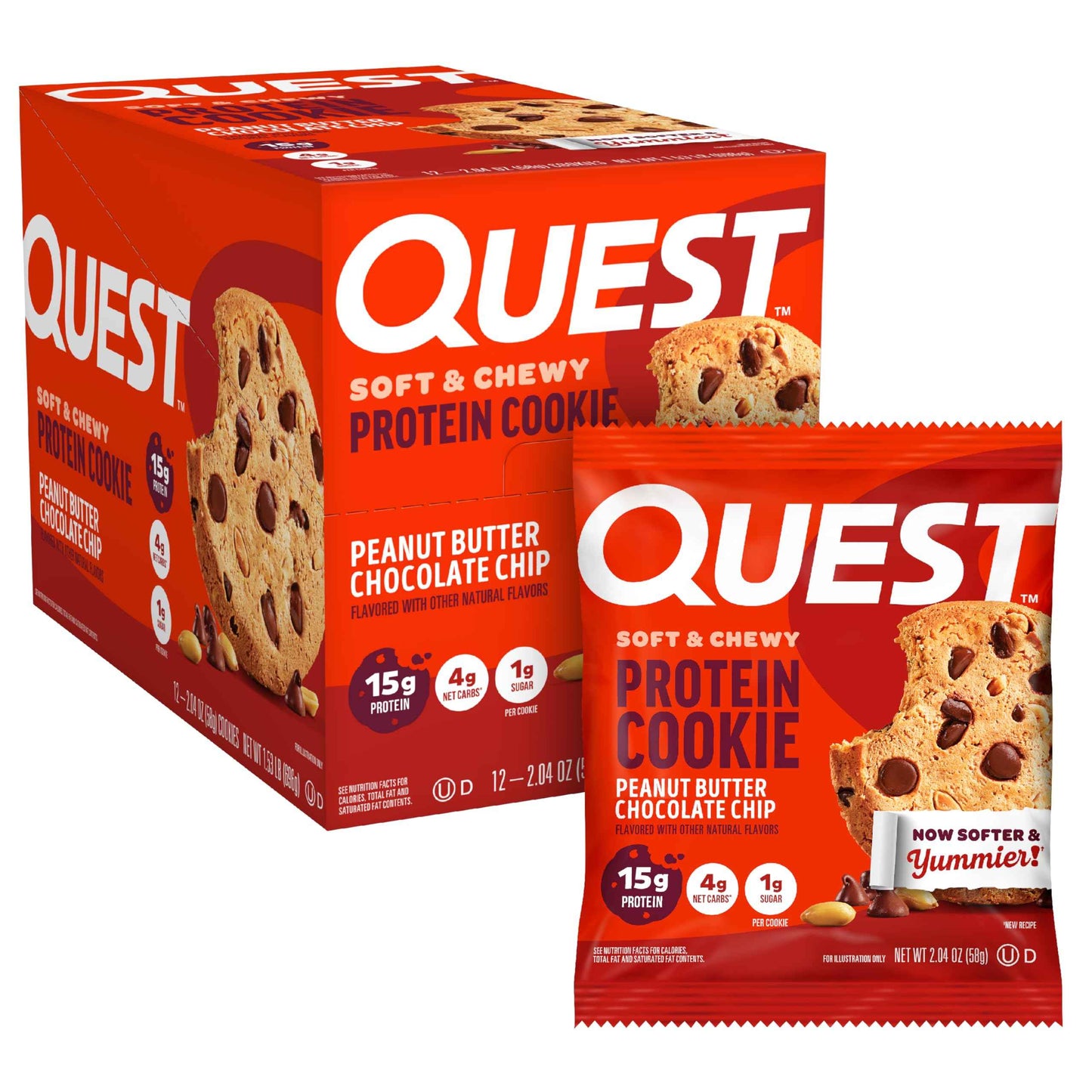 Quest Nutrition Protein Cookie, 15g Protein, 1g Sugar, 2g Net Carbs, Keto Friendly, High Protein, Low Carb; 12 Count