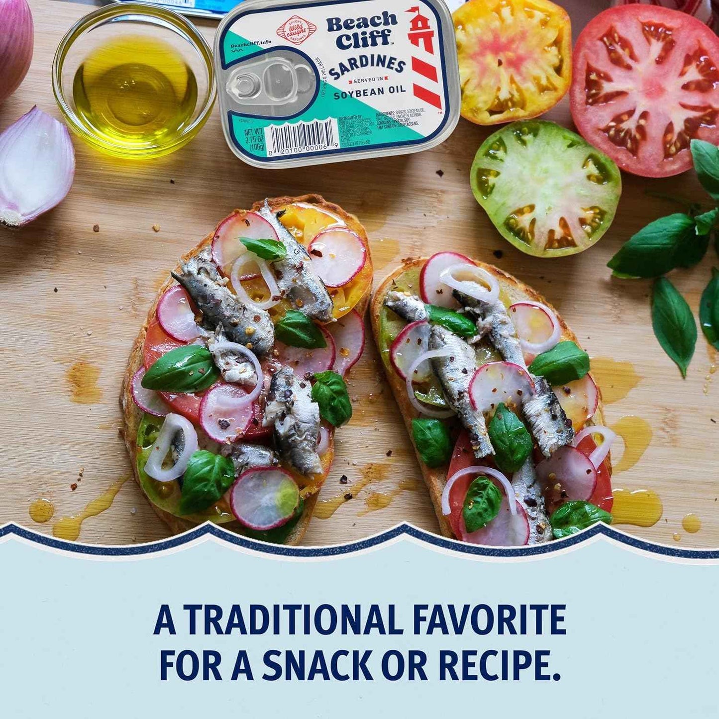 Beach Cliff Wild Caught Sardines, 3.75 oz Can - 13g Protein per Serving - Gluten Free, Keto Friendly - Great for Pasta & Seafood Recipes