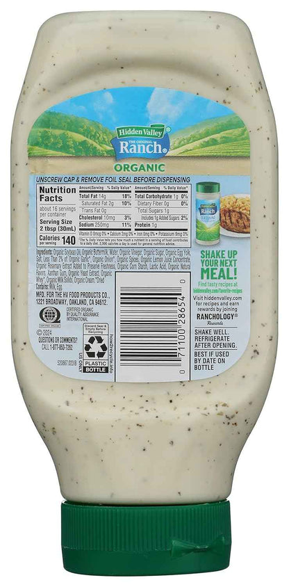 Hidden Valley Original Ranch Organic Salad Dressing & Topping, Gluten Free - 16 Ounce Bottle (Package May Vary)