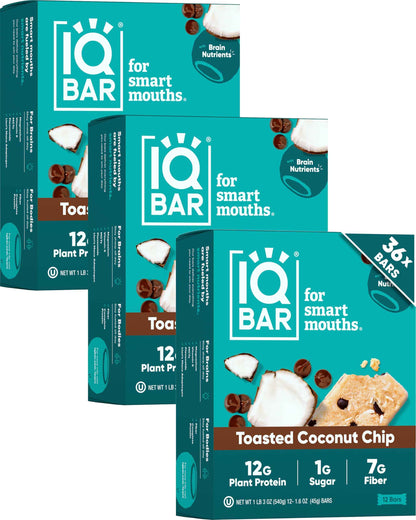 IQBAR Clean Plant Protein Bars - Keto, Vegan, High Fiber, Gluten and Dairy Free, Low Sugar Snack - Brain and Body Nutrients for Focus, Energy, Meal Replacement