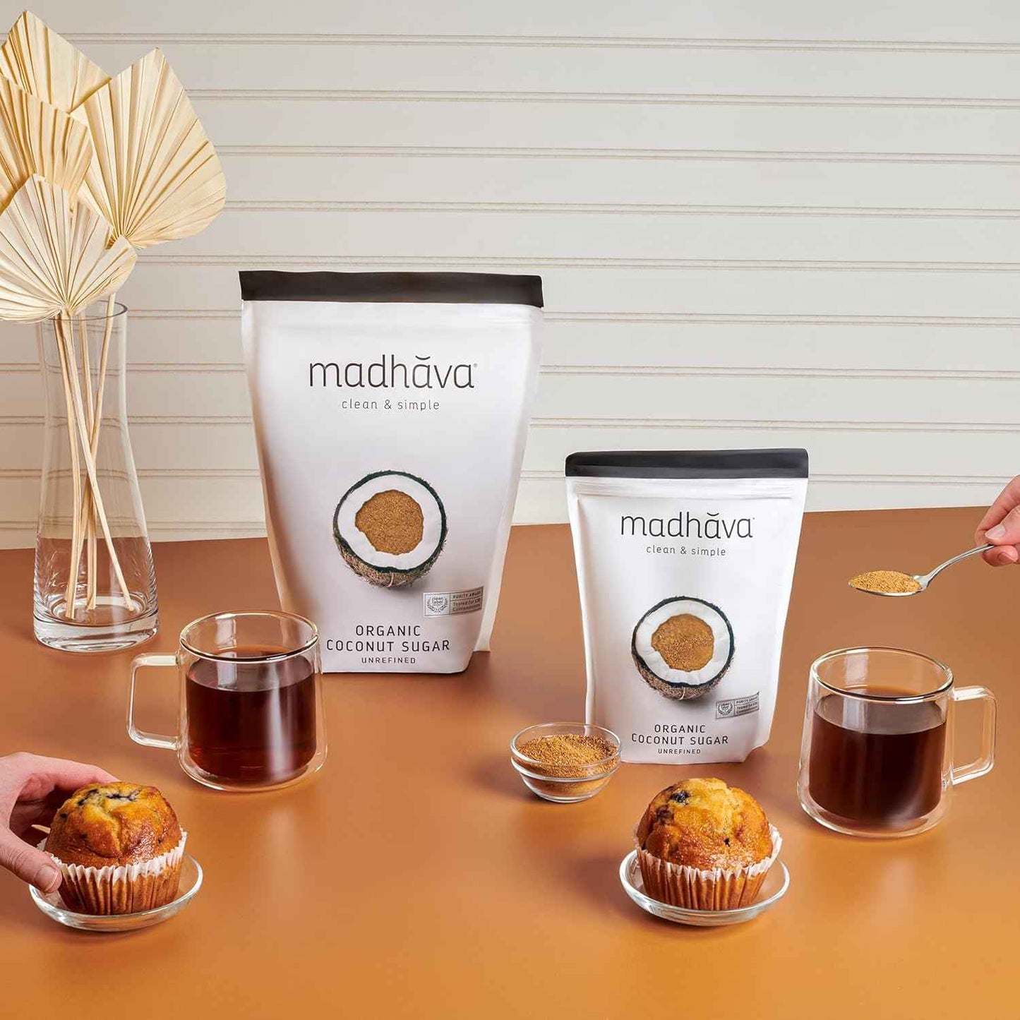 MADHAVA Organic Coconut Sugar, Natural Sweetener, Sugar Alternative, Unrefined, Sugar for Coffee, Tea & Recipes, Vegan, Organic, Non GMO