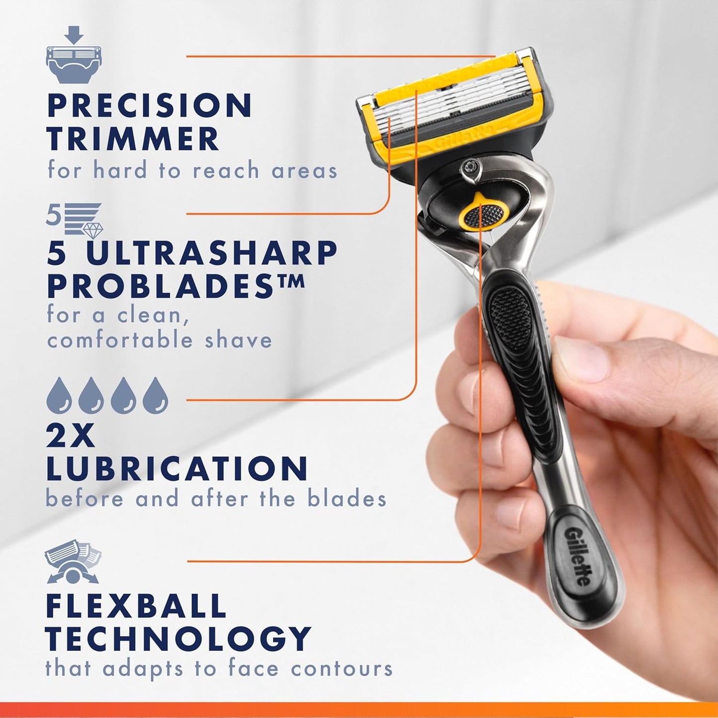 Gillette_ProGlide_Shield_Men's_Razor,_5-Blade_Razor_with_Precision_Trimmer,_1_Handle_and_4_Refills