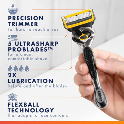 Gillette_ProGlide_Shield_Men's_Razor,_5-Blade_Razor_with_Precision_Trimmer,_1_Handle_and_4_Refills