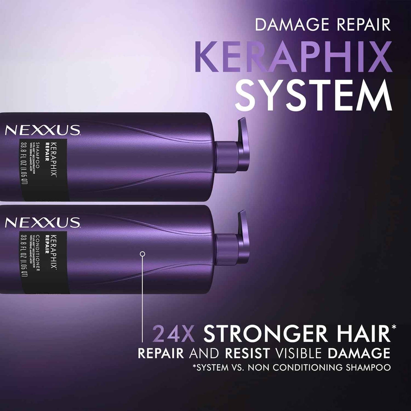 Nexxus KERAPHIX Shampoo for Damage Repair for Damaged Hair Powered by KRT Keratin Resistance Therapy with Liquid Crystal Amino Acids