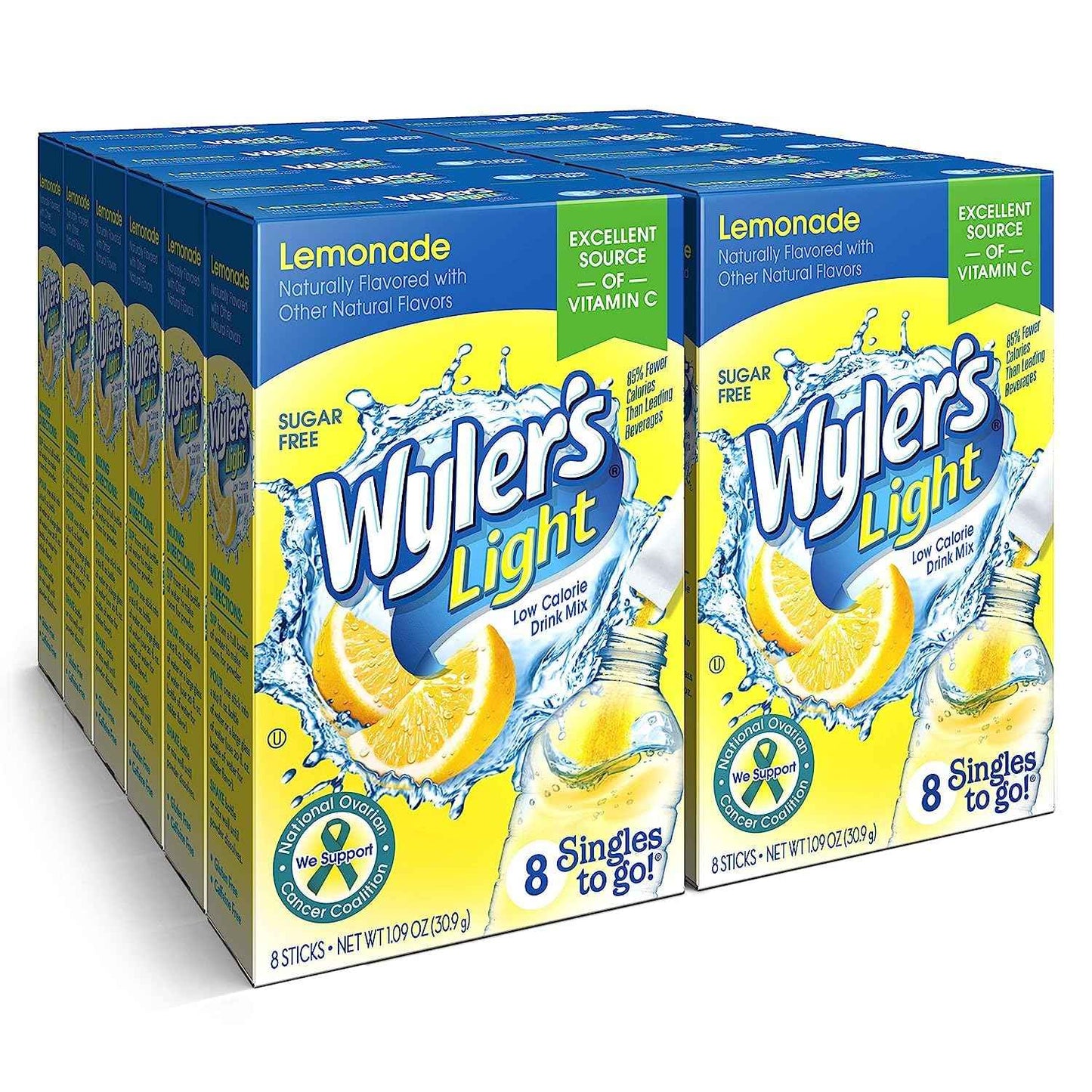 Wyler's Light Singles To Go Powder Packets, Water Drink Mix, 12 Boxes, 8 Servings per Box, 96 Total Servings