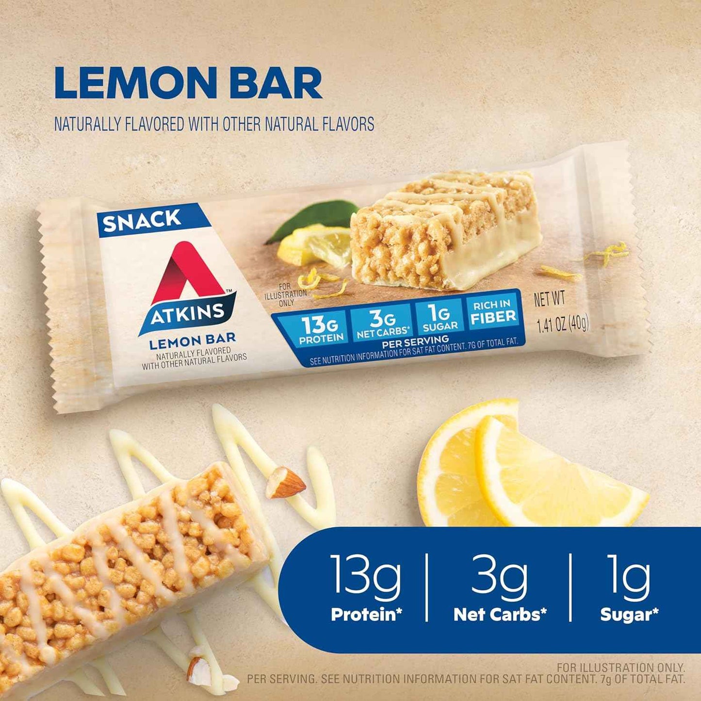 Atkins, High Protein Bar, Low Sugar and Low Carb, Keto Friendly Snack, Gluten Free, High in Fiber, Made with Real Almond Butter