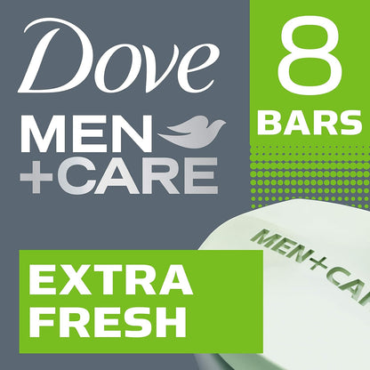 DOVE_MEN_+_CARE_3_in_1_Bar_Cleanser_for_Body,_Face,_and_Shaving_Extra_Fresh_Body_and_Facial_Cleanser_More_Moisturizing_Than_Bar_Soap_to_Clean_and_Hydrate_Skin_3.75_Ounce_(Pack_of_8)