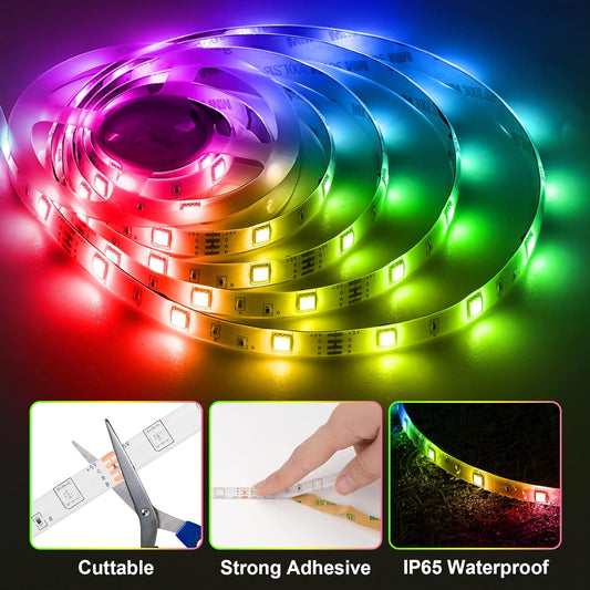 HOUHUI_LED_Strip_Lights_6.56Ft/9.8Ft,_RGB_LED_Lights_Strip_for_40-60in_TV_Backlight,_RGB_Color_Strips_Light_Waterproof_IP65_with_Remote,_USB_Bias_LED_Lights_Kit_for_Bedroom_PC_Monitor_Mirror_Cabinet_Desk