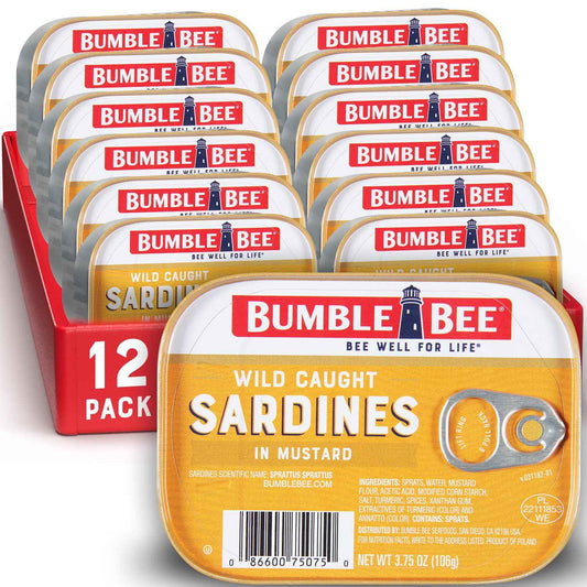 Bumble Bee Sardines, 3.75 oz Tin - Wild Caught, Gluten Free, Keto, Kosher