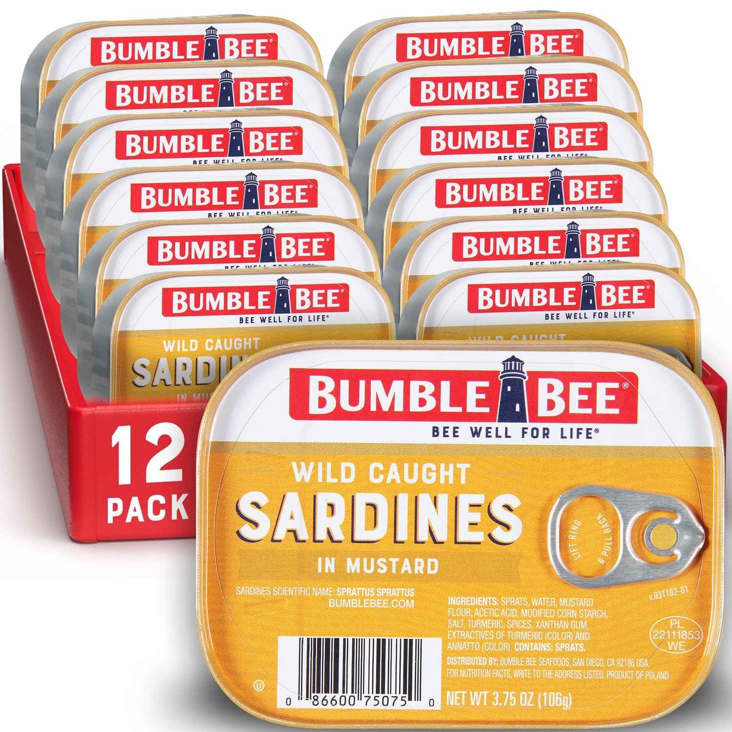 Bumble Bee Sardines, 3.75 oz Tin - Wild Caught, Gluten Free, Keto, Kosher